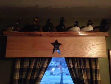 Custom oak window valance