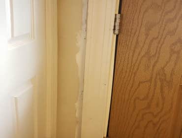 DAMAGED TRIM WORK BEING REPAIRED