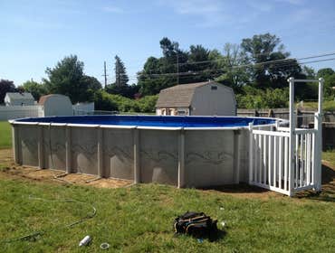 Project photos from Above Water Pool Service Custom Pools, Decks and Sheds. New, Repairs, Renovation, Remodel, Vinyl Liner Replacement. Above Ground an