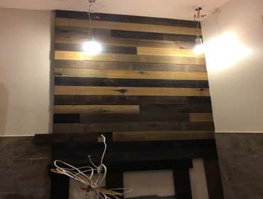 Reclaimed stained wood vanity