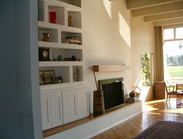 Bookshelves and Fireplace Reno