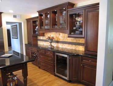 Upland Kitchen Remodel In this gorgeous kitchen remodel we included a huge buffet wall in our design, opposite the main kitchen area, and a nice mobile