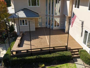 Photos by Vertex Decks LLC #1 Another beautiful project features TimberTech composite decking with a picture frame perimeter, including steps. The addi