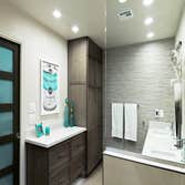 North PHX Master Bathroom Remodel We completed this Master Bathroom Remodel in 2018 for a client in North Phoenix. It features custom cabinetry from Qu