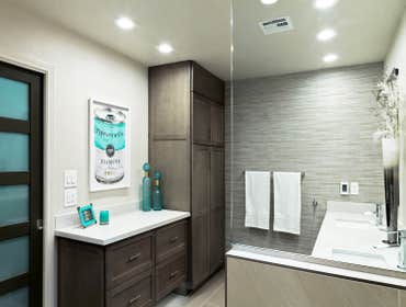 North PHX Master Bathroom Remodel We completed this Master Bathroom Remodel in 2018 for a client in North Phoenix. It features custom cabinetry from Qu
