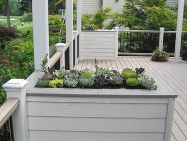 J Day's custom Deck Composite decking and railing. Azek Trellises and facia. Custom fence and gate under the deck.