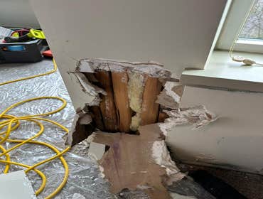Water Mitigation This project was a roof leak the photos show initial inspection to post demo.
