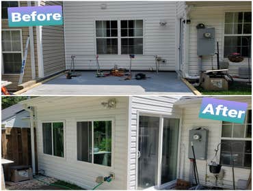 Enclosed porch Converted a concrete platform into an enclosed porch