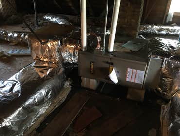 Horizontal Furnace installed in an attic