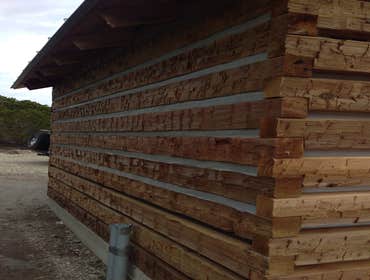 4x8 cedar timbers w/ chinking