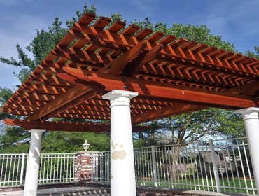 Photos by The Builders Painting Company,LLC #1 Remove decayed stain. Applied two coats of Silkens stain by methods of hand brush and hand roll.