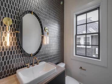 Leathered Tile Powder Room