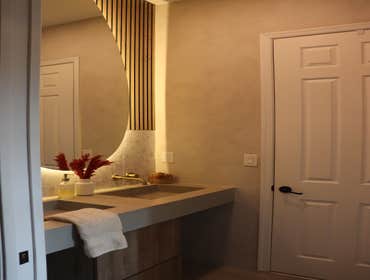 Photos by Ark Concept & Construction Inc #1 Residential bathroom remodel combining the timeless appeal of classic high-end materials with the raw, unfi