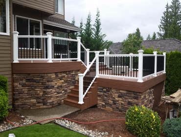 Azek deck with timber tech railing