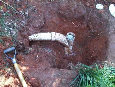Broken drain line before