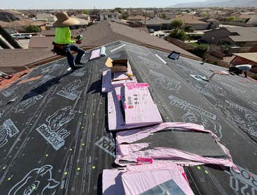Roof deck prep, underlayment and architectural shingle installation on a residential project