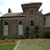 Stone face with precast trim
