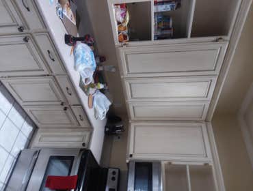 Before/Stained cabinets