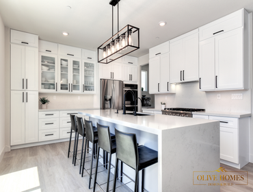 High-Contrast Modern Kitchen Remodel, Roseville, CA 95747 This kitchen renovation delivers a clean, modern aesthetic defined by a high-contrast palette
