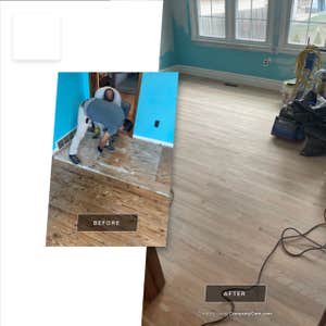 Photos by T Harvey Construction & Mgmt Inc #3 Removed old plank flooring, Installed new Sub flooring, Installed Red oak Hardwood unfinished....
