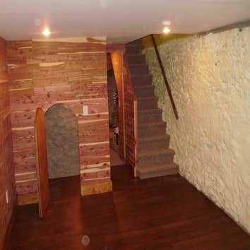 Toner Carpentry Project 1 Wine celler - Cork floor with ceder covered walls