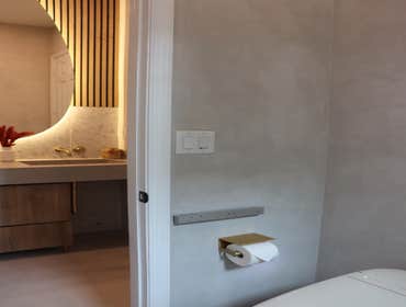 Photos by Ark Concept & Construction Inc #1 Residential bathroom remodel combining the timeless appeal of classic high-end materials with the raw, unfi