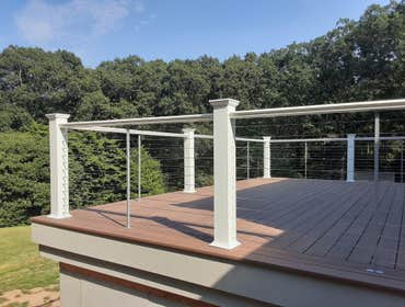 English Walnut Decking with PVC and Cable Rails