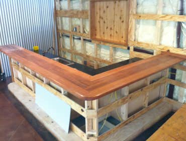 mahogany bar top in man cave