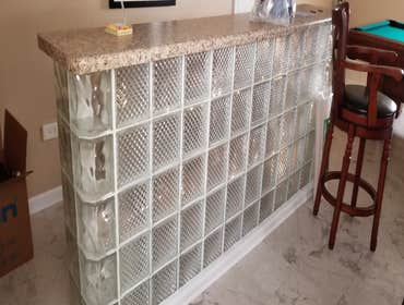 Custom Glass Block Basement Bar