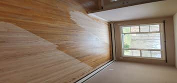 Sanding the floors across first to help make flatter.