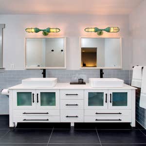 Double Vanity-sea glass accent
