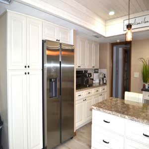 Luxury Farmhouse Kitchen Remodel of this beautiful large kitchen from a dated 80's kitchen into a modern yet classic kitchen for the whole family...