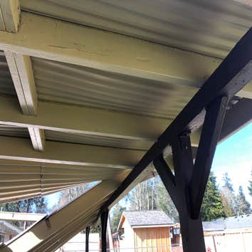 Photos by Dudley Const & Remodel LLC #1 Snow collapsed old awning on the back porch. Built brand new awning with clear, corrugated, plastic and new gut