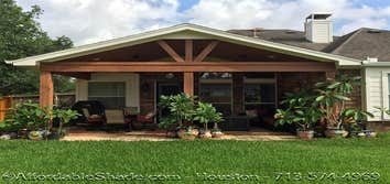 Custom wooden open gable patio cover
