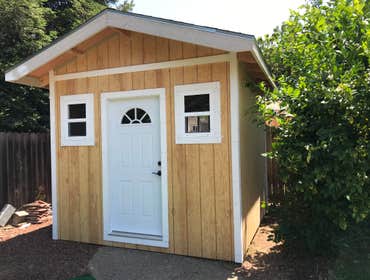 Bidwell Garden Shed Custom garden shed with LED light & outlets
