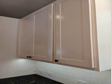 Spray Finished Kitchen Cabinets using Sherwin Williams Kem Aqua Lacquer by Wescott Painting in Pittsburgh, PA. 2 of 3.