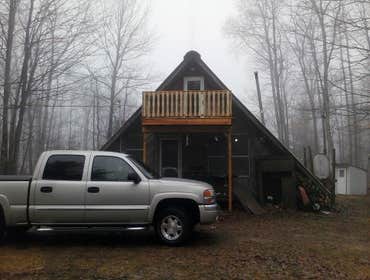 Cabin off land and deck