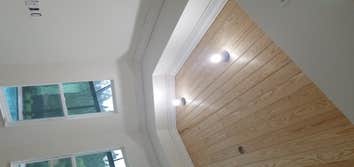 Photos by Dobby Home Services #2 We did and tongue and groove beadboard ceeling in master bedroom and crown moulding, also few shiplap walls.