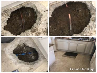Slab water leak repair