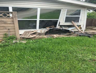 Drive-Through Home Rebuild an exterior wall