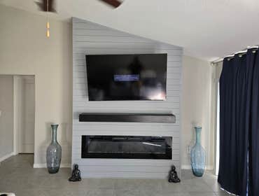 Photos by MMJ Construction Enterprises, LLC #1 Shiplap Fireplace
