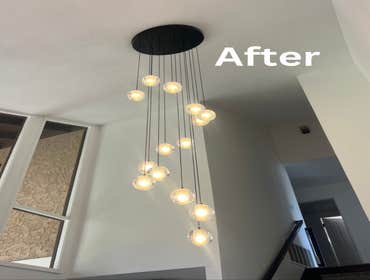 Photos by Bright Bulbs Electric Co Inc #11 Lighting - Complete Install - Chandelier/specialty fixtures, high ceiling work, circuit modifications,15ft c