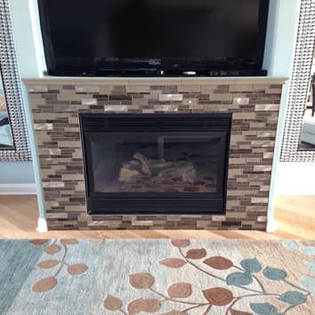 Tiled fireplace surround