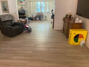 install tile flooring and baseboards