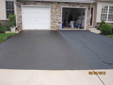 Project photos from Back To Black Sealcoating LLC The First picture is a driveway that was done 3 days prior to taking the picture.. The second picture