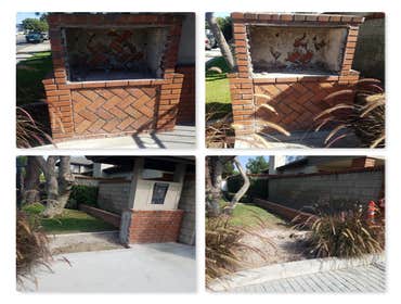 Brick mailbox's demolition Costa Mesa before/after