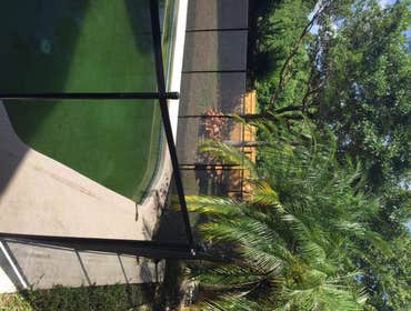 Orlando Pool Fence This home was a foreclosure. As you can see, the water is green making it harder to see what could possibly be in the water. The new