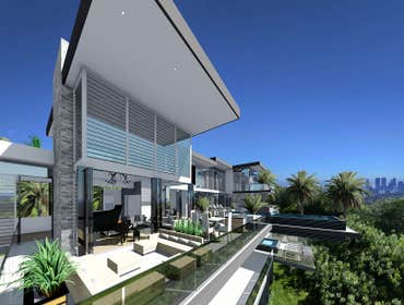 upper balcony Cantilever home