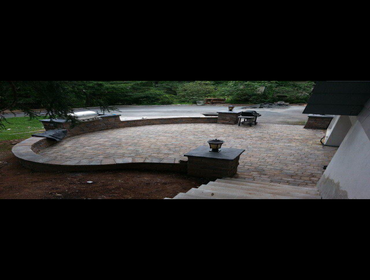 Outside work pavers, addition and siding. Photos of outside work. Back yard pavers
