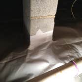 Crawlspace care Customer contacted us to clean and upgrade the appearance of crawlspace. New vapor barrier, wiring clean-up, replace failed insulation.
